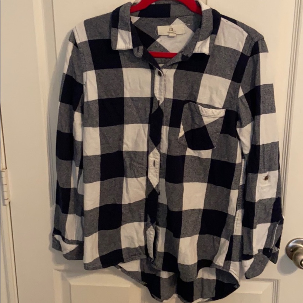 Navy and White Flannel